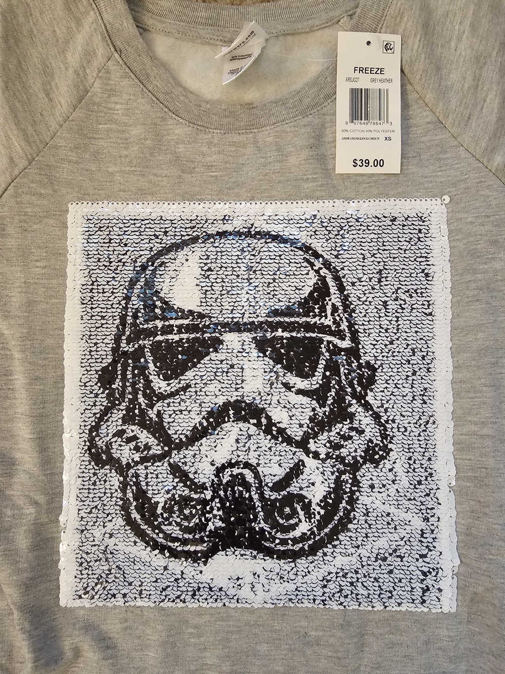 Grey Kid’s Sequin Graphic Crewneck Sweater - Picture 3 of 5